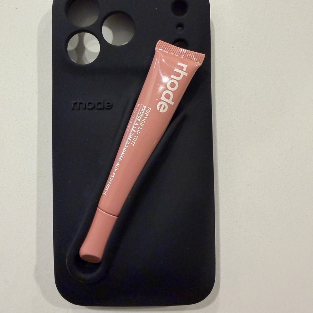 RHODE Black Case with Pink Lip Treatment